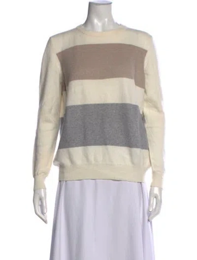 Pre-owned Peserico Virgin Wool Striped Sweater In Neutral