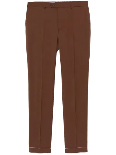 Peserico Virgin Wool Trousers In Brown