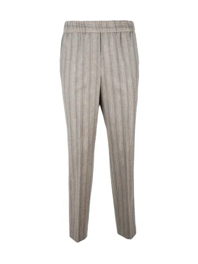 Peserico Virgin Wool Trousers - Grey In Brown