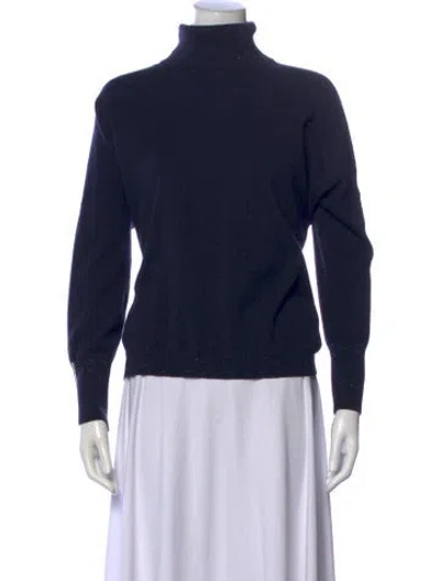 Pre-owned Peserico Virgin Wool Turtleneck Sweater In Blue