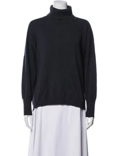 Pre-owned Peserico Virgin Wool Turtleneck Sweater In Blue