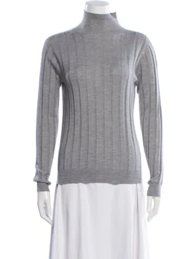 Pre-owned Peserico Virgin Wool Turtleneck Sweater In Gray