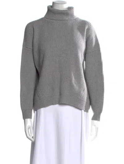 Pre-owned Peserico Virgin Wool Turtleneck Sweater In Gray