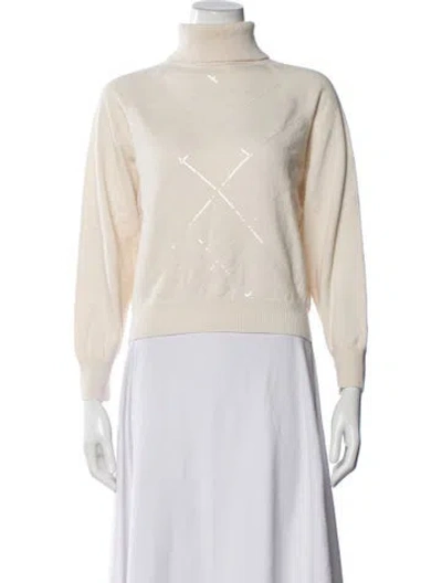 Pre-owned Peserico Virgin Wool Turtleneck Sweater In Neutral