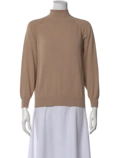 Pre-owned Peserico Virgin Wool Turtleneck Sweater In Neutral