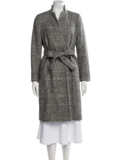 Pre-owned Peserico Virgin Wool Tweed Pattern Trench Coat In Gray
