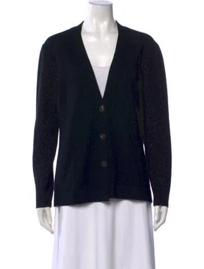 Pre-owned Peserico Virgin Wool V-neck Sweater In Black