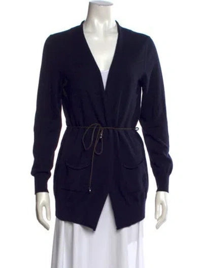 Pre-owned Peserico Virgin Wool V-neck Sweater In Blue
