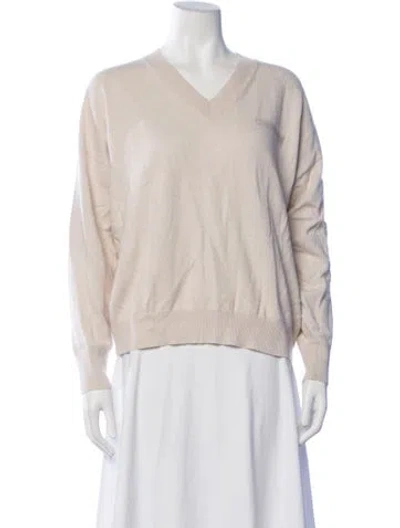 Pre-owned Peserico Virgin Wool V-neck Sweater In Grey
