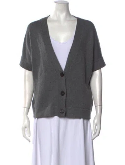 Pre-owned Peserico Virgin Wool V-neck Sweater In Grey