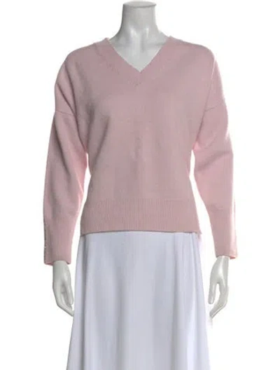 Pre-owned Peserico Virgin Wool V-neck Sweater In Pink