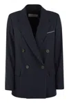 Peserico Viscose Blend Double-breasted Blazer
