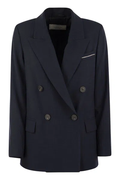 Peserico Viscose Blend Double-breasted Blazer