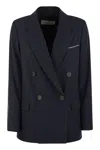 Peserico Viscose Blend Double-breasted Blazer