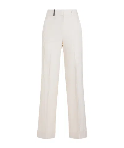Peserico Viscose Blend Trousers In White