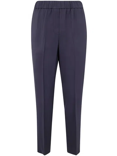 Peserico Viscose Cady Stretch Trousers In Space Blue