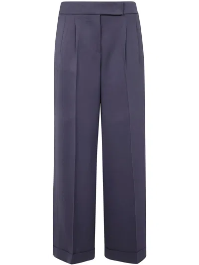 Peserico Viscose Cady Stretch Wide Leg Trousers In Space Blue