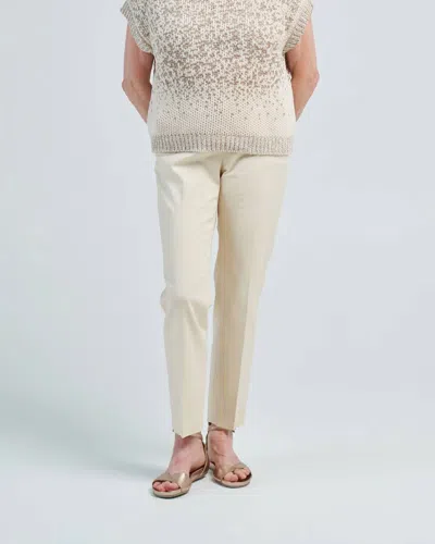Peserico Viscose Cotton Pants In Letter Paper In White