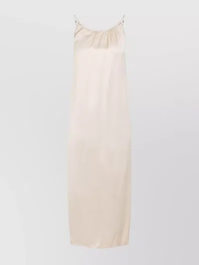 Peserico Viscose Dress Ruched Neckline In Neutral