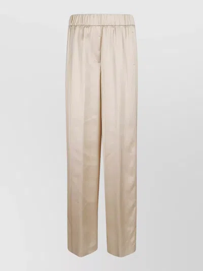 Peserico Viscose Satin Tailored Trousers Back Pocket In Neutral