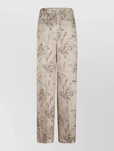 Peserico Leaf-print Elasticated Trousers In White