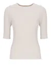 Peserico Lightweight Stretch Fit Crew Neck Sweater In White