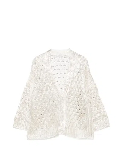 Peserico V-neck Cardigan In White