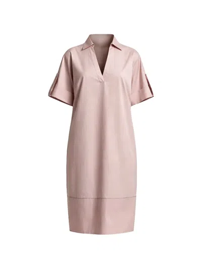 Peserico V-neck Cuffed Midi Dress In Pink