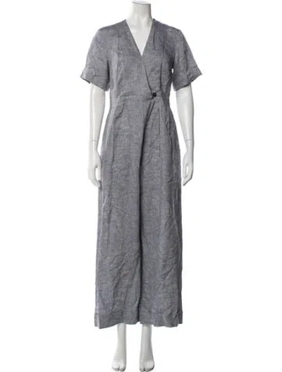 Pre-owned Peserico V-neck Jumpsuit In Grey