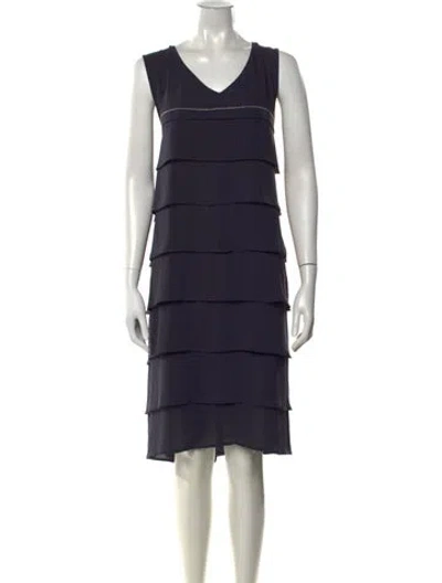 Pre-owned Peserico V-neck Knee-length Dress In Blue