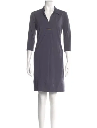 Pre-owned Peserico V-neck Knee-length Dress In Gray