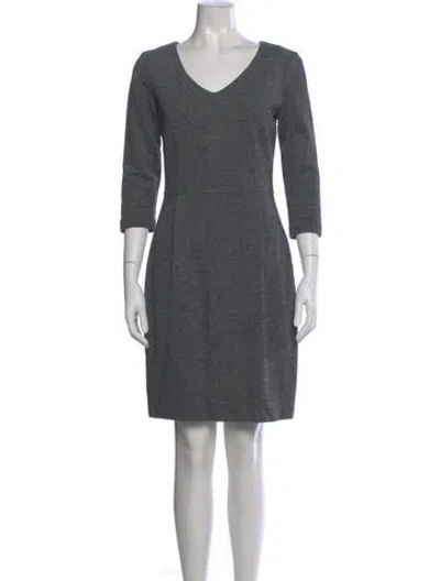 Pre-owned Peserico V-neck Knee-length Dress In Gray