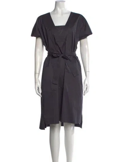 Pre-owned Peserico V-neck Knee-length Dress In Gray