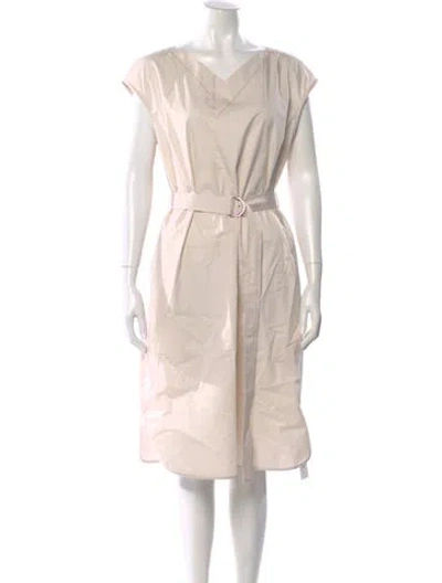 Pre-owned Peserico V-neck Knee-length Dress In Neutral