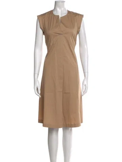 Pre-owned Peserico V-neck Knee-length Dress In Neutral