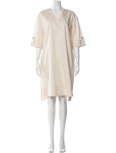 Pre-owned Peserico V-neck Knee-length Dress In Neutral