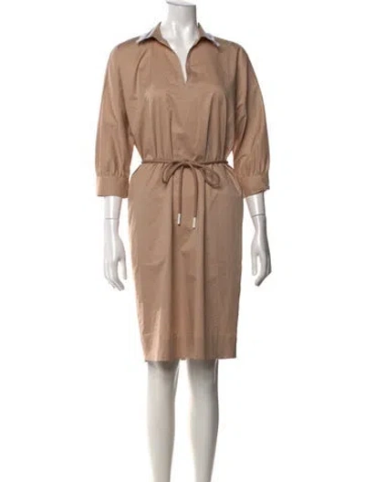 Pre-owned Peserico V-neck Knee-length Dress In Neutrals