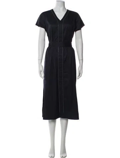 Pre-owned Peserico V-neck Long Dress In Blue