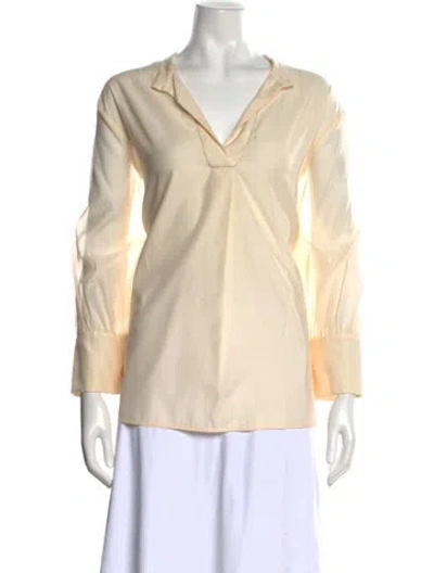 Pre-owned Peserico V-neck Long Sleeve Blouse In Neutral