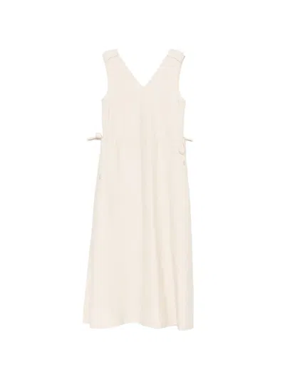 Peserico V-neck Midi Dress In Neutral