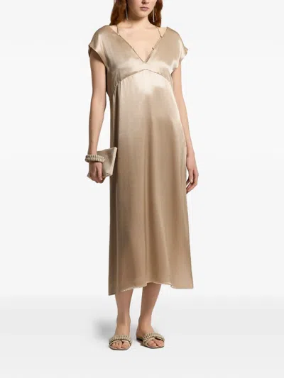 Peserico V-neck Midi Dress In Neutral