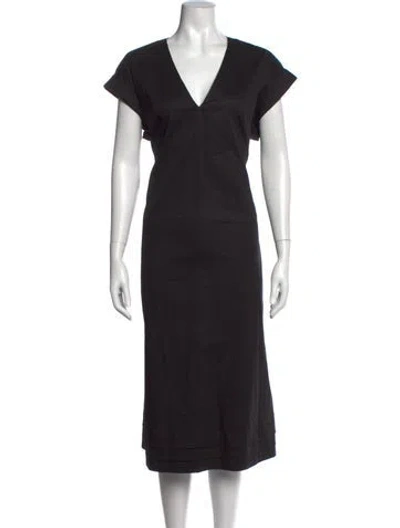 Pre-owned Peserico V-neck Midi Length Dress In Black