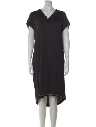 Pre-owned Peserico V-neck Midi Length Dress In Grey