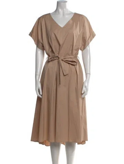 Pre-owned Peserico V-neck Midi Length Dress In Neutral
