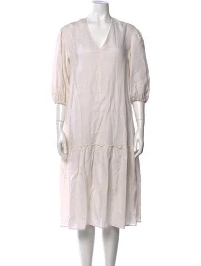 Pre-owned Peserico V-neck Midi Length Dress In Neutral