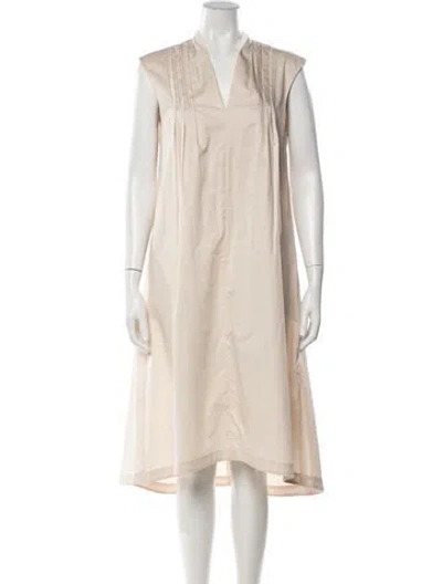Pre-owned Peserico V-neck Midi Length Dress In Neutrals