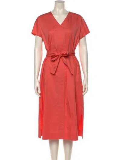 Pre-owned Peserico V-neck Midi Length Dress In Orange