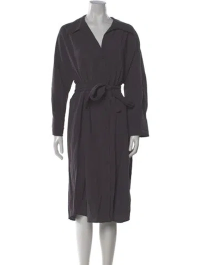 Pre-owned Peserico V-neck Midi Length Dress W/ Tags In Gray