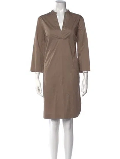 Pre-owned Peserico V-neck Mini Dress In Neutrals