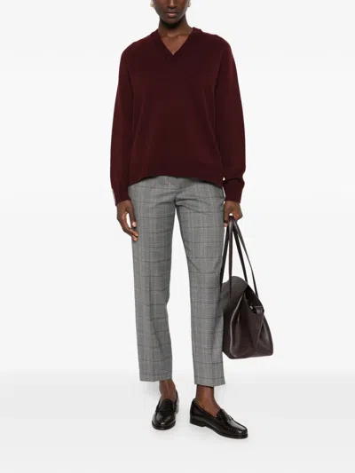 Peserico V-neck Raglan-sleeve Sweater In Burgundy